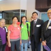 Mei and Lan, our visually impaired members, and Ms. Chan Wai Ping, the social worker, pictured with Prof. Wong Yuk Shan, Chairman of Consumer Council and Mr. Ambrose Ho, Vice-Chairman of Consumer Council.