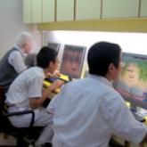 Visually impaired youths using computers at Information Technology Corner