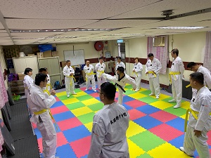 Trainees learned Taekwondo fancy skills from Master after promoting to yellow-belt Level.