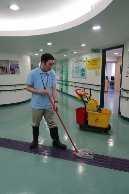 Hung is receiving training of venue cleaning 